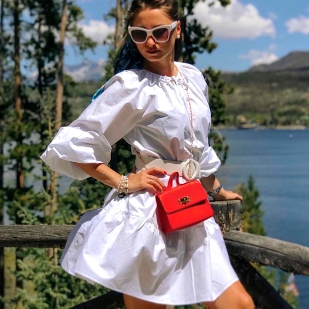 Oversized White Cotton Puff sleeved Short H&M DRESS - NWT bloggers